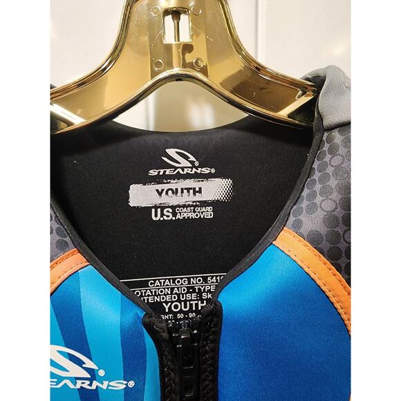 STEARNS Youth Boating Vest 50-90 lbs - Aqua Blue Type III PFD Ski Vest - Picture 3 of 5